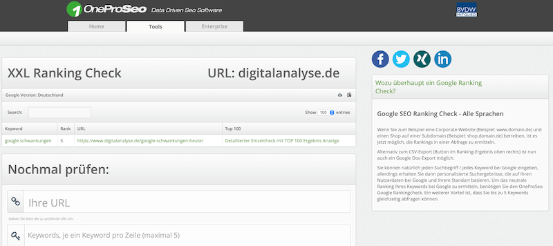 website ranking check kostenlos